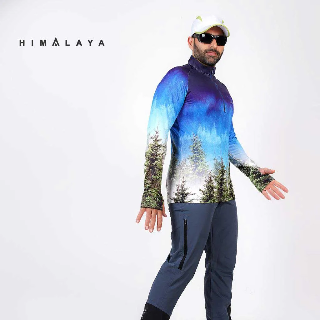 بلوزمیکرو فینگردارنیم زیپ HIMALAYA طرح درخت - تصویر 3