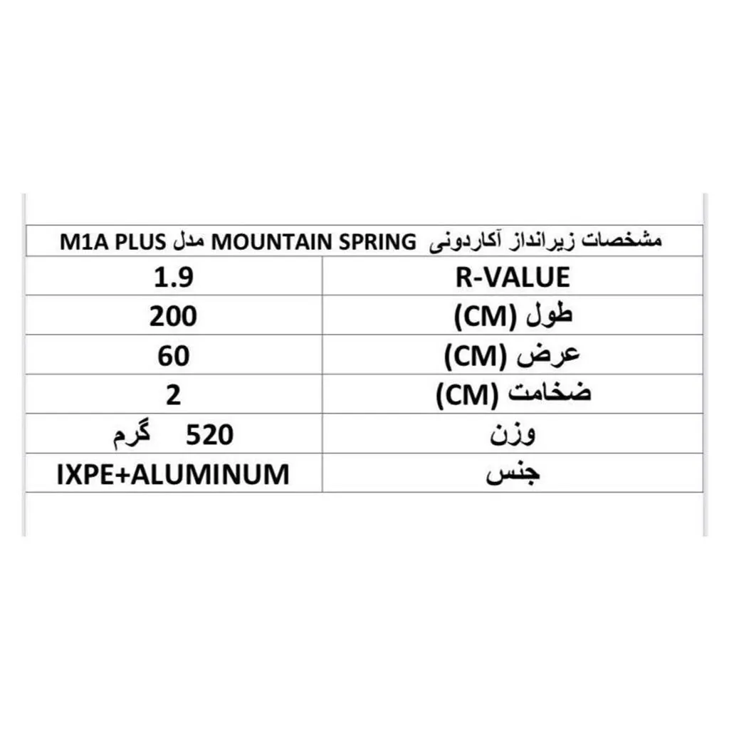 زیرانداز آکاردونی مونتین اسپرینگ کد M1A PLUS  - تصویر 11