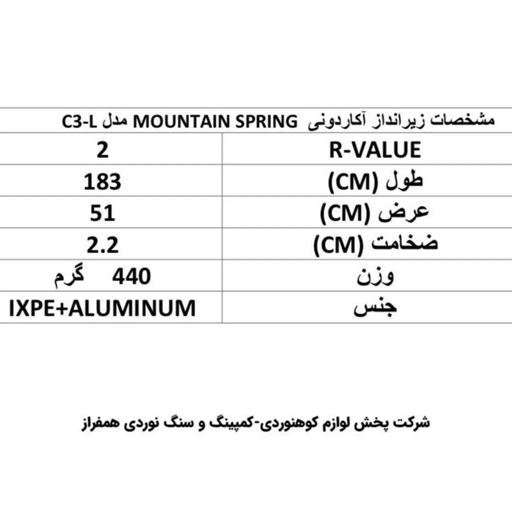 زیرانداز آکاردونی مونتین اسپرینگ کد C3-L - تصویر 11