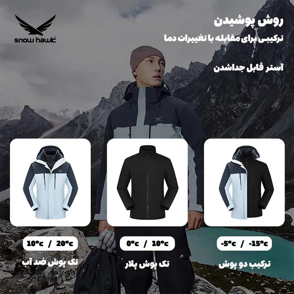 کاپشن دوپوش پلار زنانه و مردانه اسنوهاک کد 79817 - تصویر 14
