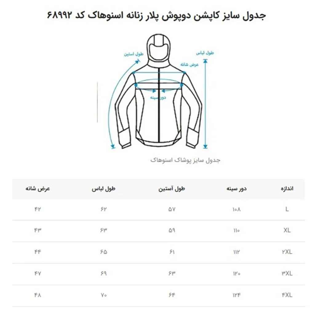 کاپشن دوپوش داخل پلار زنانه اسنوهاک کد 68992 - تصویر 7
