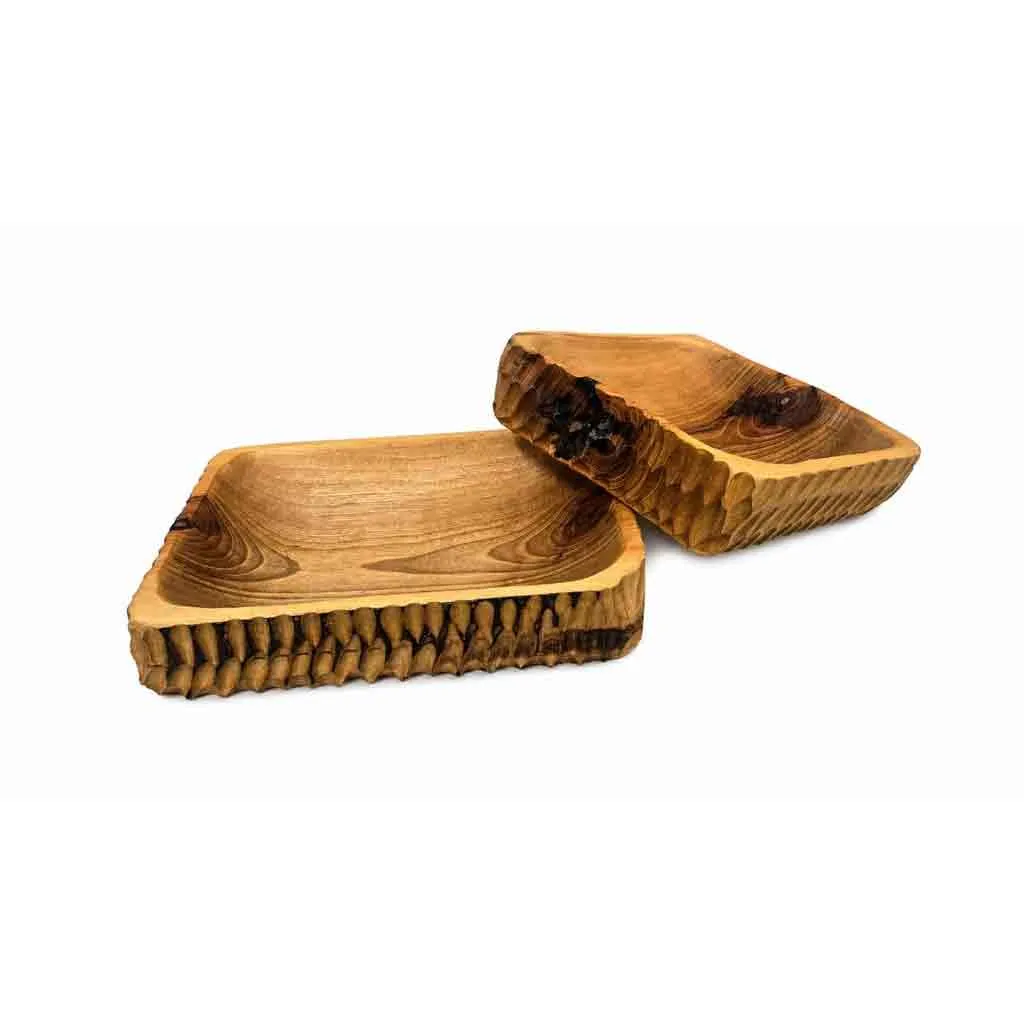 اردوخوری دو تیکه طرح سنگی چوب گردو - تصویر 2