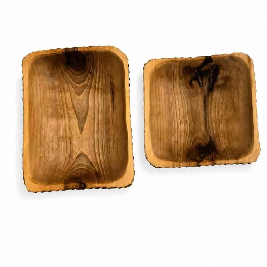 اردوخوری دو تیکه طرح سنگی چوب گردو - تصویر 4
