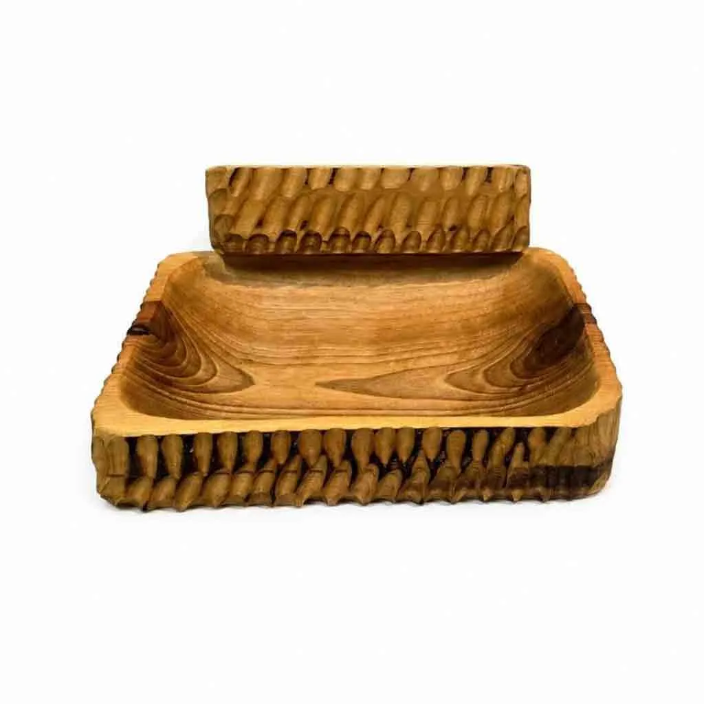 اردوخوری دو تیکه طرح سنگی چوب گردو - تصویر 6